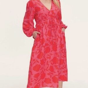 NWT Classic Rose Linen Long Sleeve Maxi Dress - Kate Spade / Target SIZE M